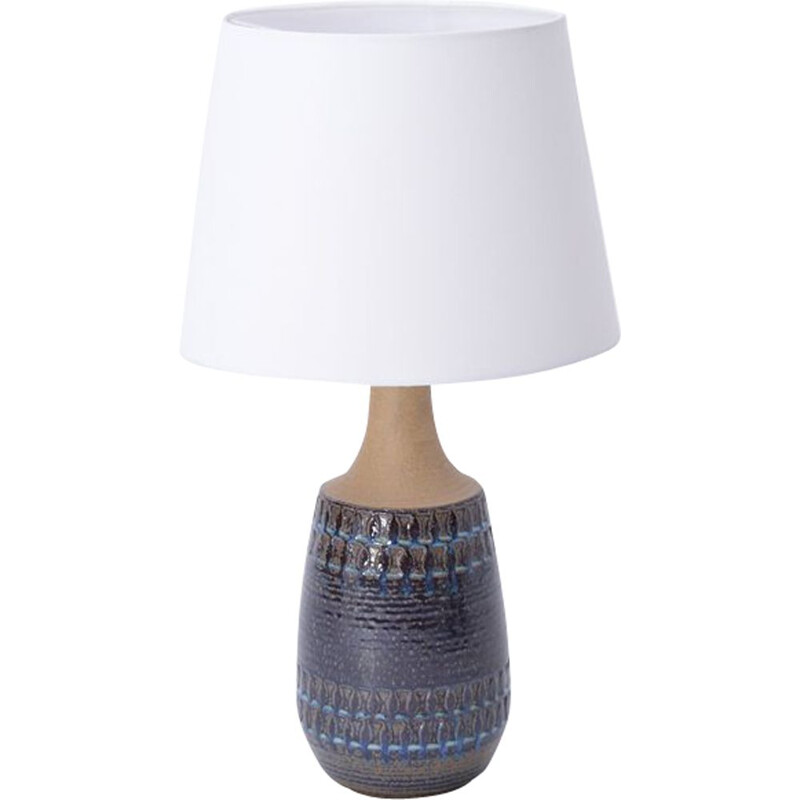 Lampe vintage danoise pour Soholm Stentoj en céramique bleu 1970