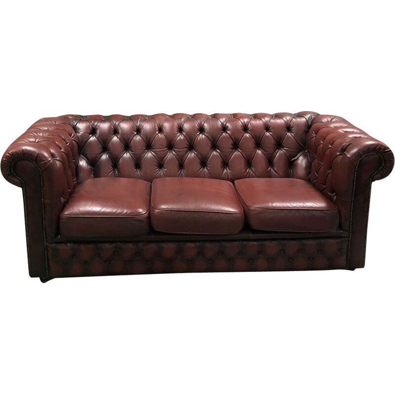 Canapé vintage en cuir rouge 1970