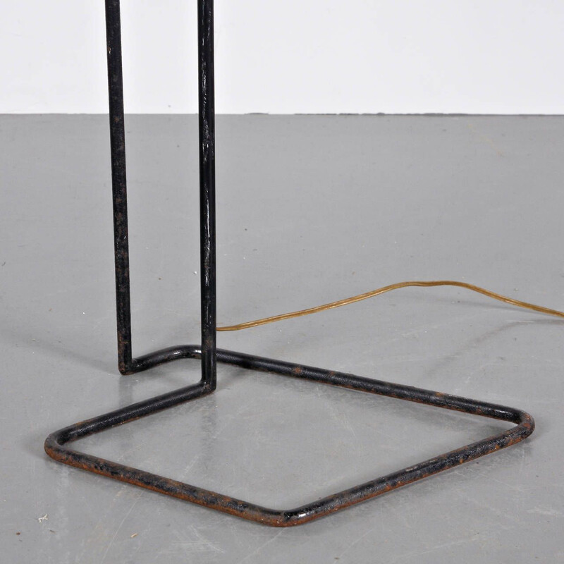 Vintage french floor lamp for Ateliers Matégot in black metal 1950