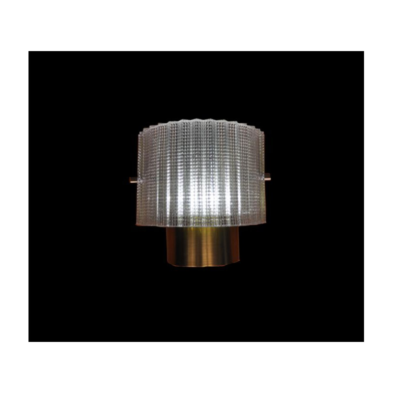 Vintage scandinavian sconce for Verrerie Orrefors in glass and brass 1960