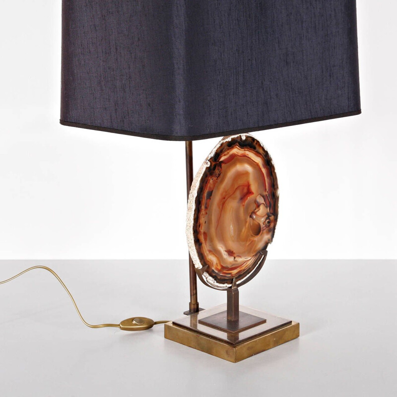 Agate table lamp in brass and stone
