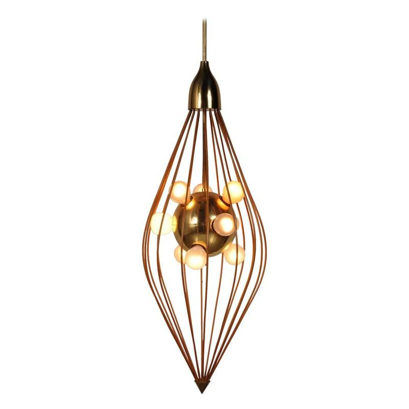 Vintage copper and brass ceiling light