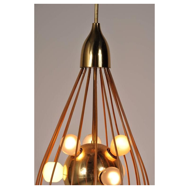 Vintage koperen en messing plafondlamp