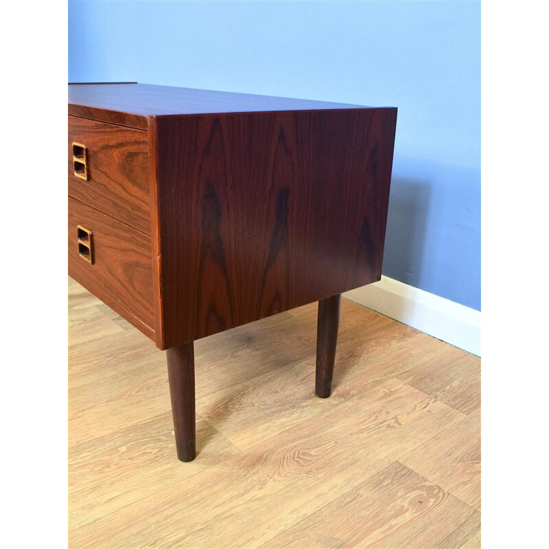 Vintage Danish Rosewood Low Sideboard TV Cabinet with 4 Drawers 1970s