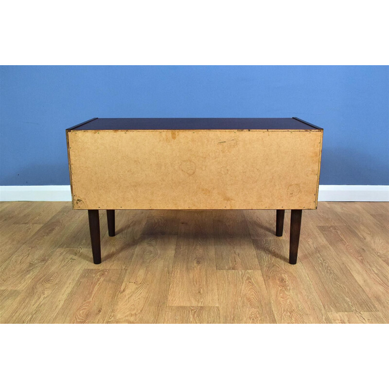 Vintage Danish Rosewood Low Sideboard TV Cabinet with 4 Drawers 1970s