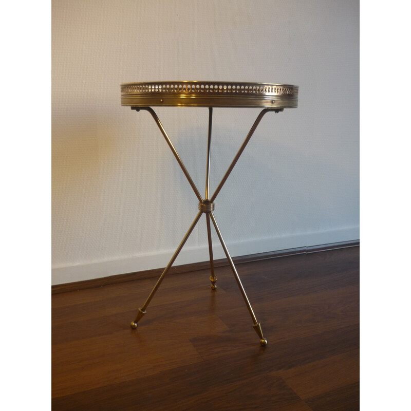 Vintage tripod side table, in brass and rosewood, 1950s