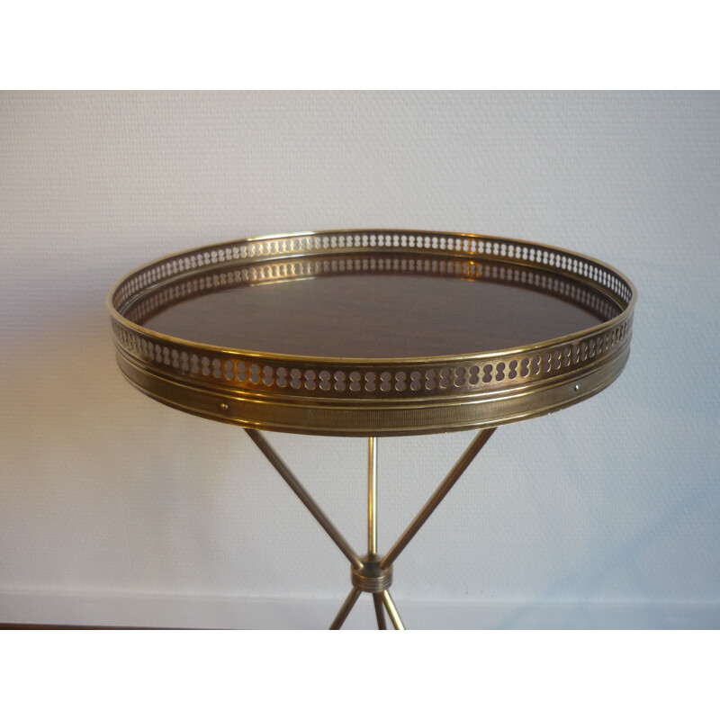 Vintage tripod side table, in brass and rosewood, 1950s