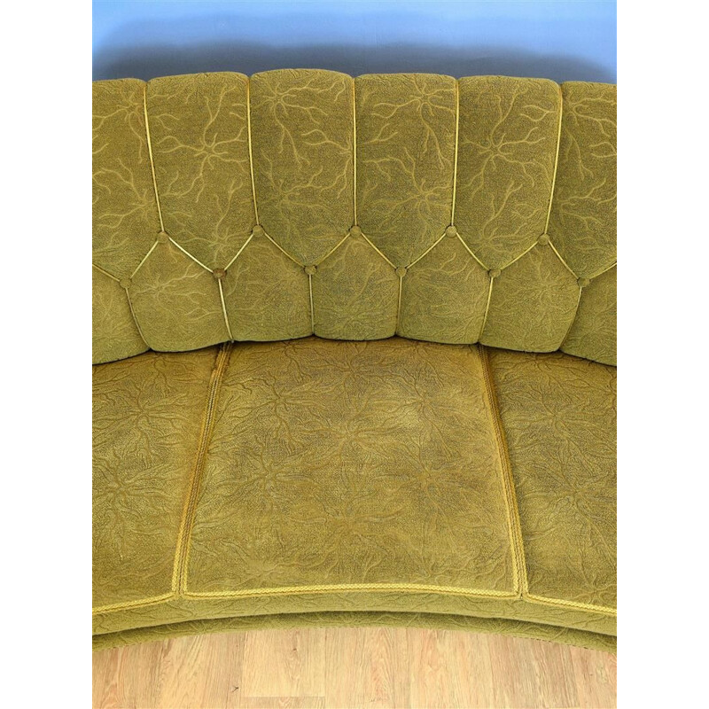 Vintage Danish green "Banana" three seater sofa 1930s 40s