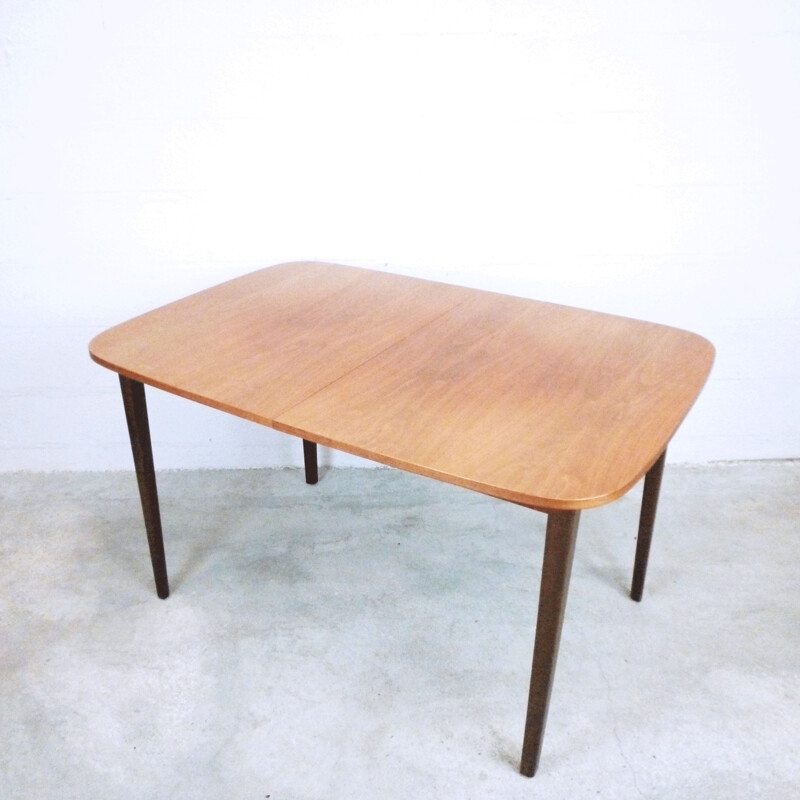 Vintage dining table extendable in teak 1960