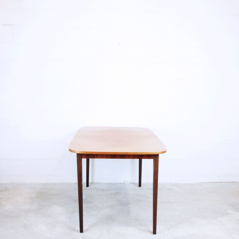 Vintage dining table extendable in teak 1960