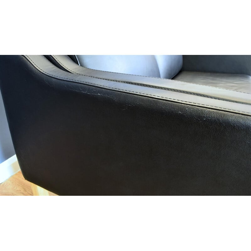 Vintage 2-seater sofa black leather Danish