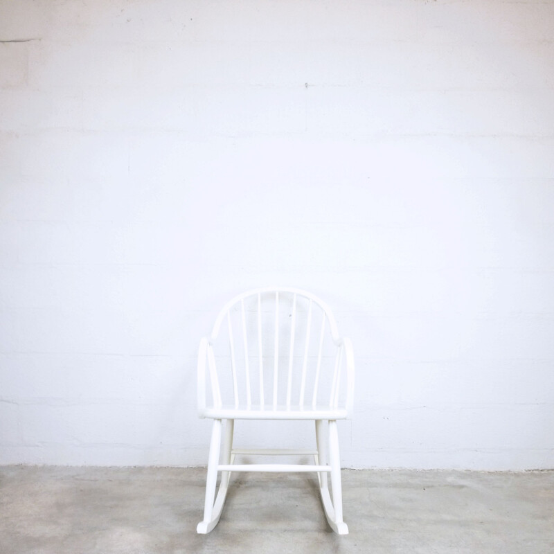 Vintage rocking chair white Edsbyverken, Swedish 1960 