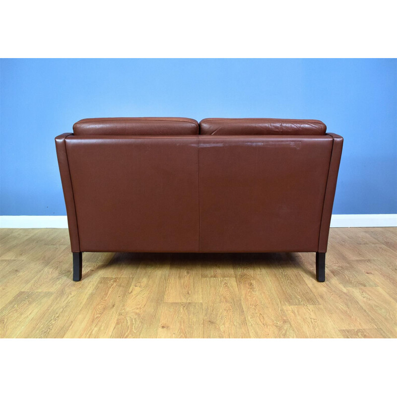 Vintage 2-seater sofa Brown Leather Danish 1970s