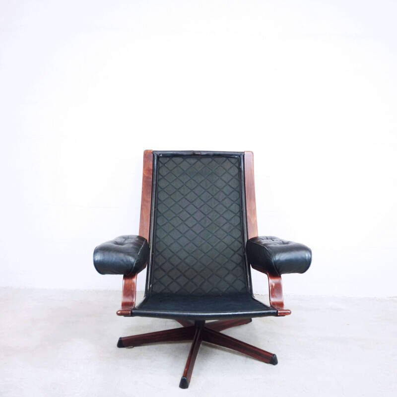 Vintage armchair by Gote-Mobel in leather, Sweden 1970