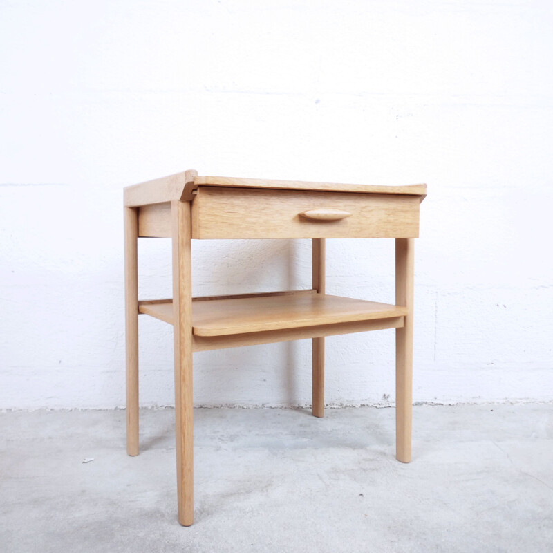 Pair of vintage night stands mismatched in beech 1960s