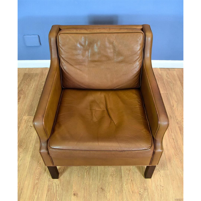 Fauteuil lounge vintage en cuir marron danois des années 1960-70s