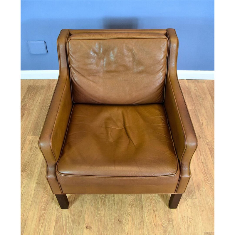 Vintage Lounge Armchair in Brown Leather Danish 1960s-70s