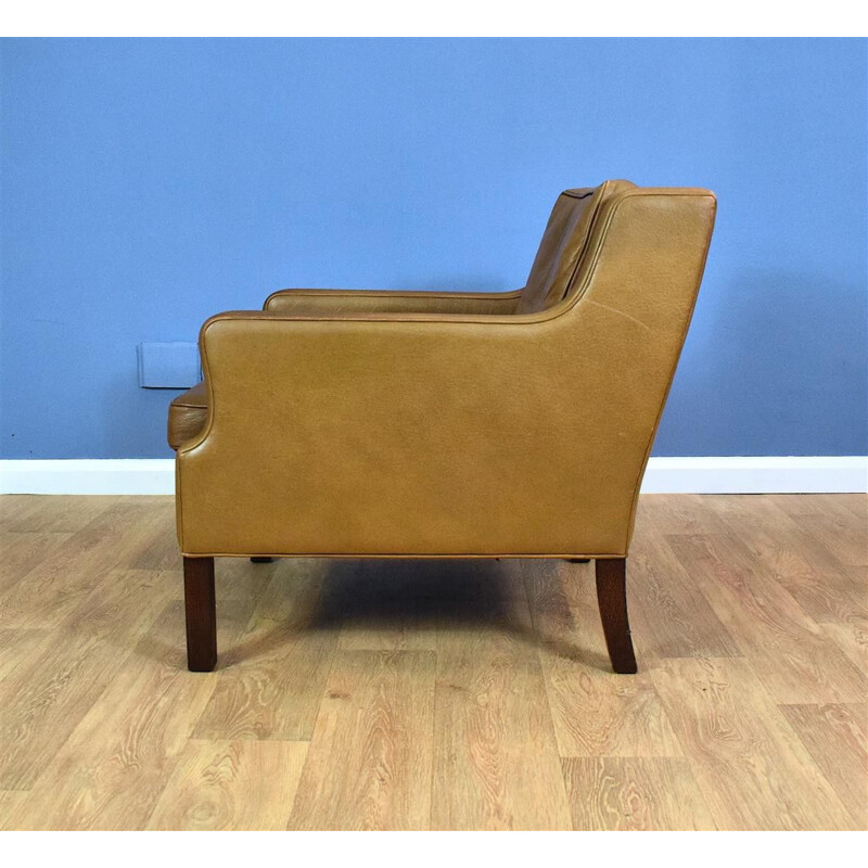 Fauteuil lounge vintage en cuir marron danois des années 1960-70s