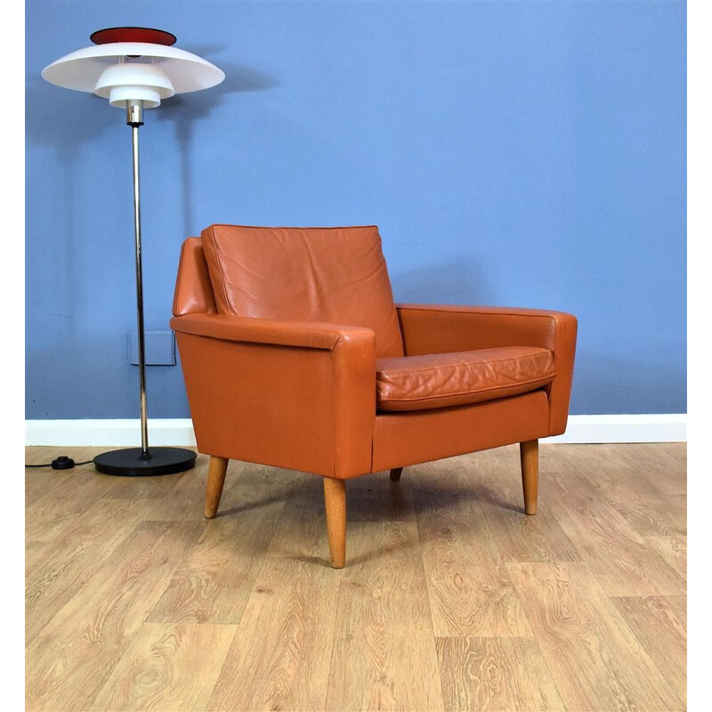 Vintage Armchair in Tan Leather Danish 1960s