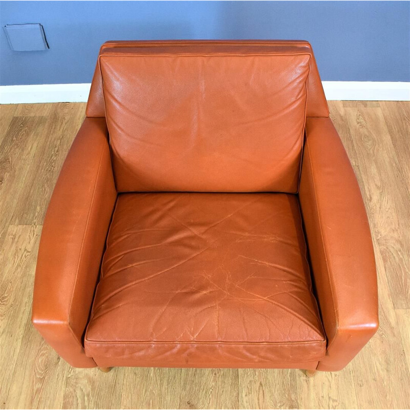 Vintage Armchair in Tan Leather Danish 1960s