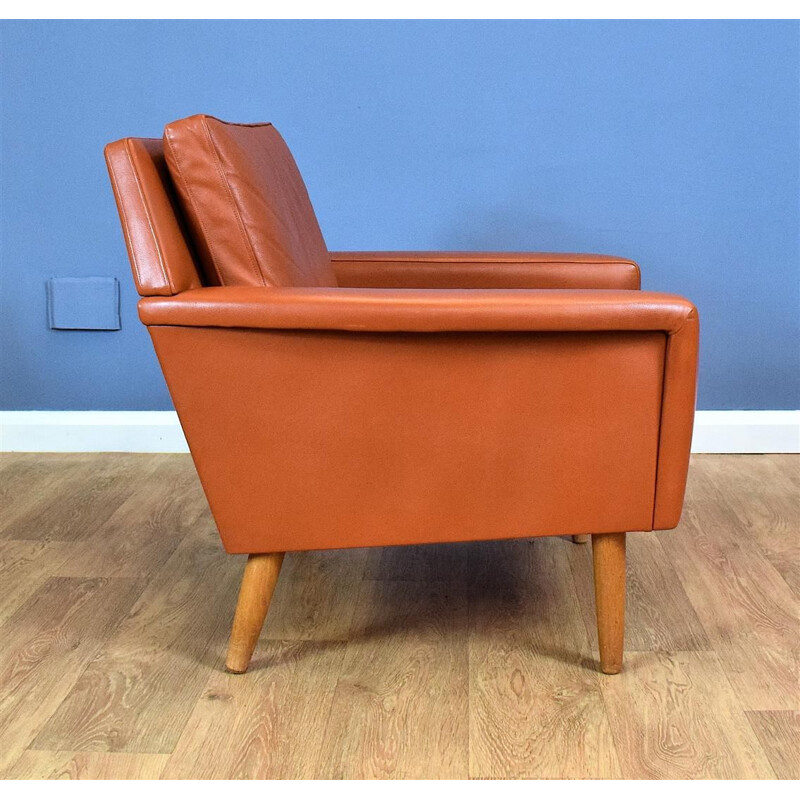 Vintage Armchair in Tan Leather Danish 1960s