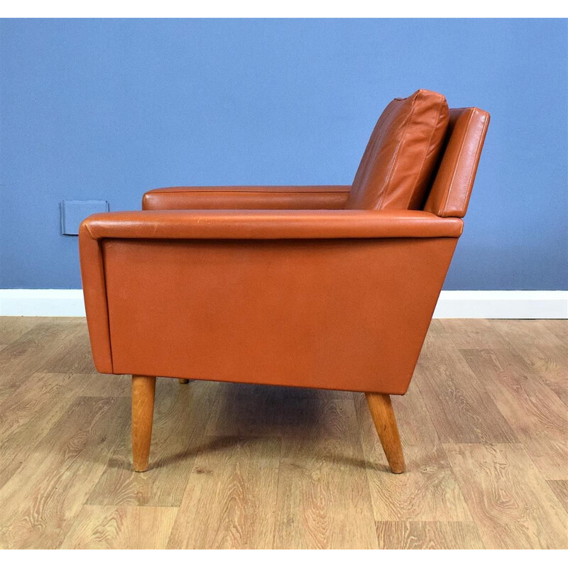 Vintage Armchair in Tan Leather Danish 1960s