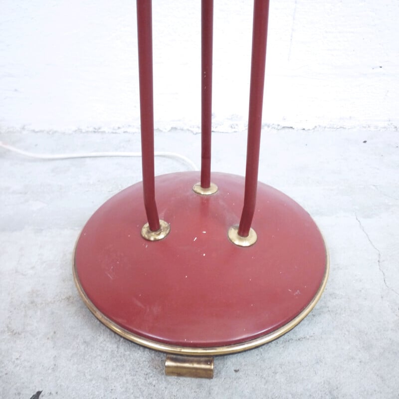 vintage floor lamp 3 arms metal, 1950