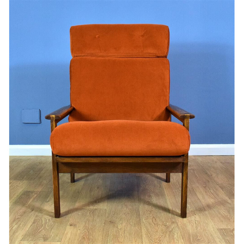 Vintage Lounge Chair Capella in Velvet & Oak by Illum Wikkelso for Niels Eilersen Danish 