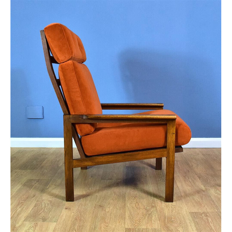 Vintage Lounge Chair Capella in Velvet & Oak by Illum Wikkelso for Niels Eilersen Danish 