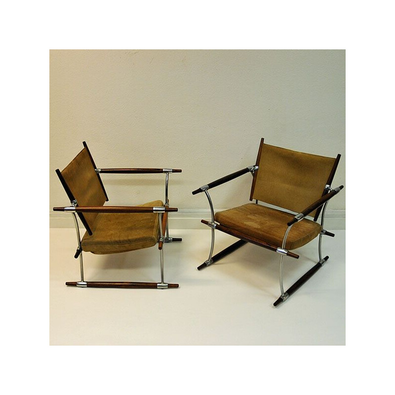 Pair of Stokke armchairs by Jens H. Quistgaard, Nissen, Denmark 1966