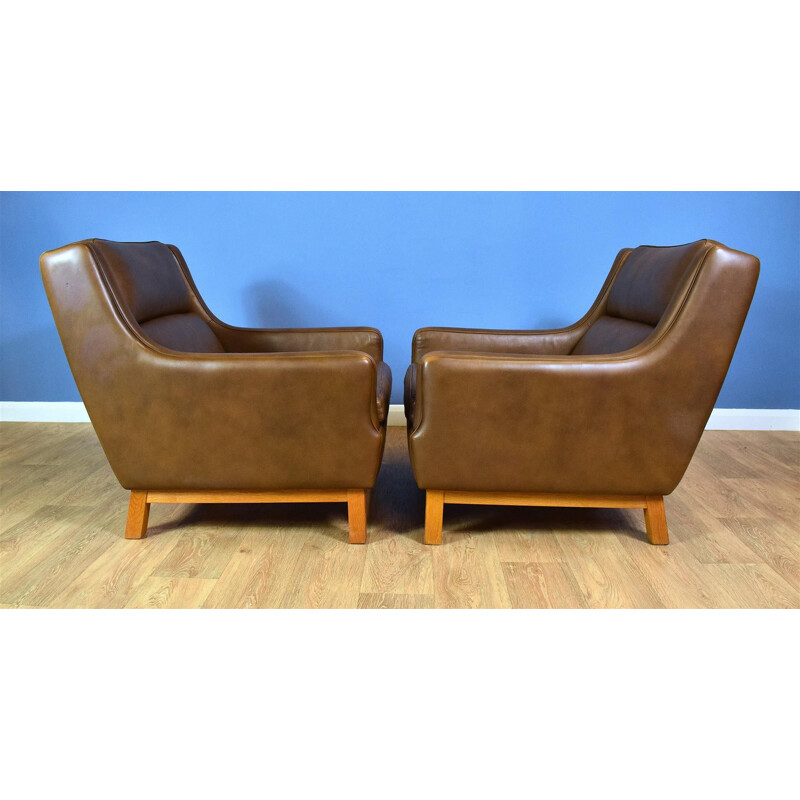 Vintage Danish armchair Brown Leather by Mogensen