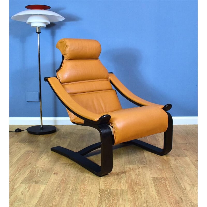 Fauteuil vintage Suédois en cuir 1960-70