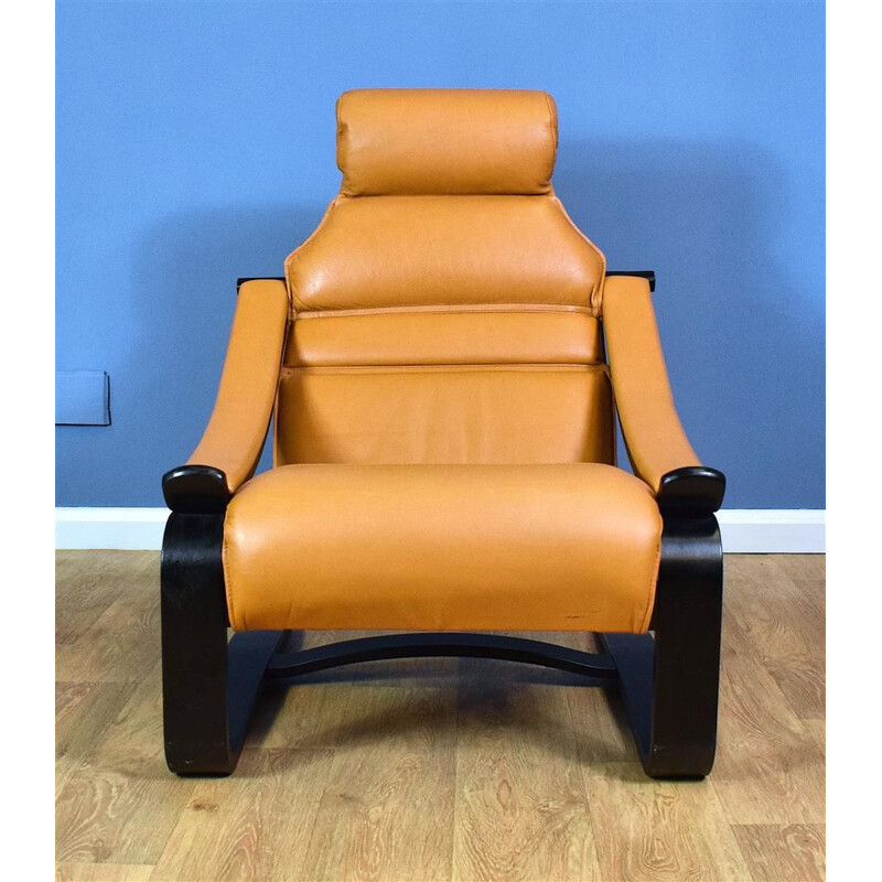 Fauteuil vintage Suédois en cuir 1960-70