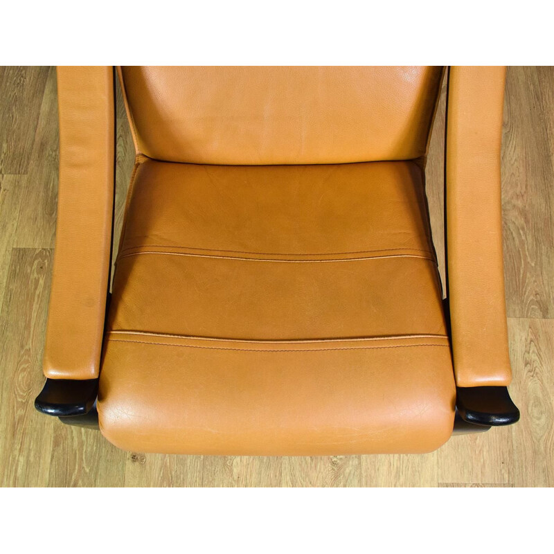 Vintage Swedish Leather Armchair 60s 70s