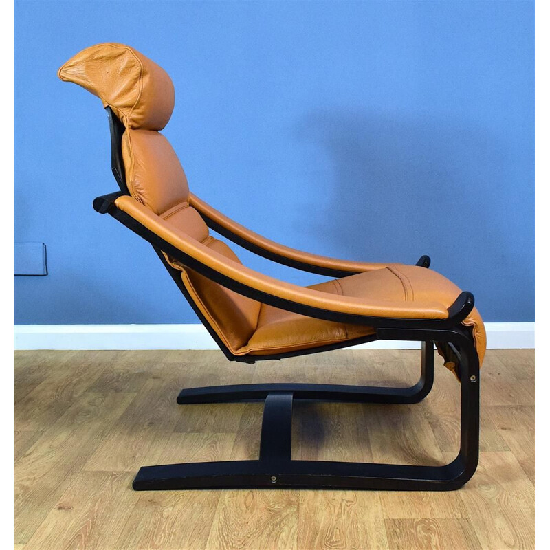 Fauteuil vintage Suédois en cuir 1960-70