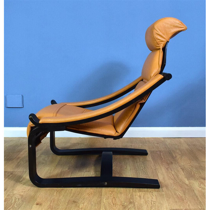 Fauteuil vintage Suédois en cuir 1960-70