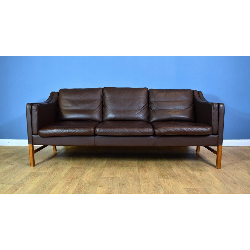 Vintage Danish sofa in Brown Leather by Mogensen