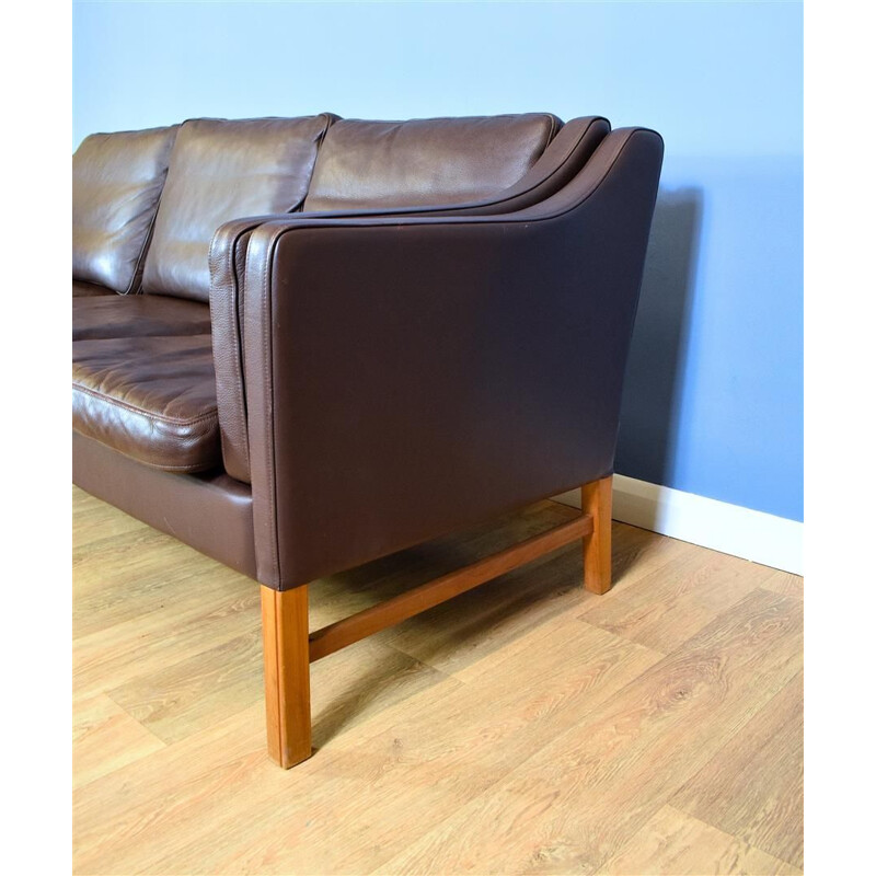 Vintage Danish sofa in Brown Leather by Mogensen