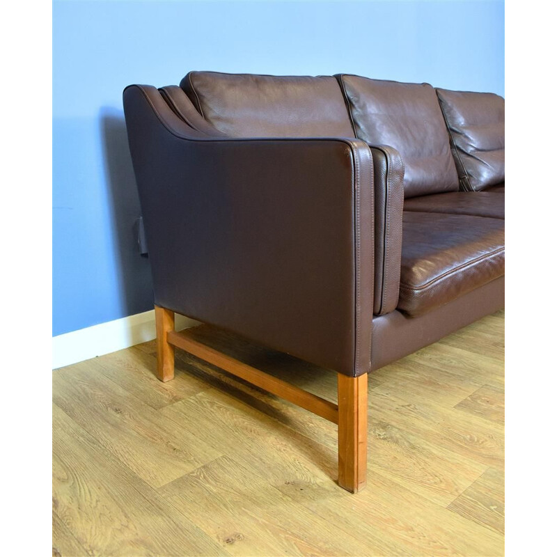 Vintage Danish sofa in Brown Leather by Mogensen