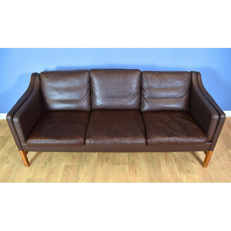 Vintage Danish sofa in Brown Leather by Mogensen