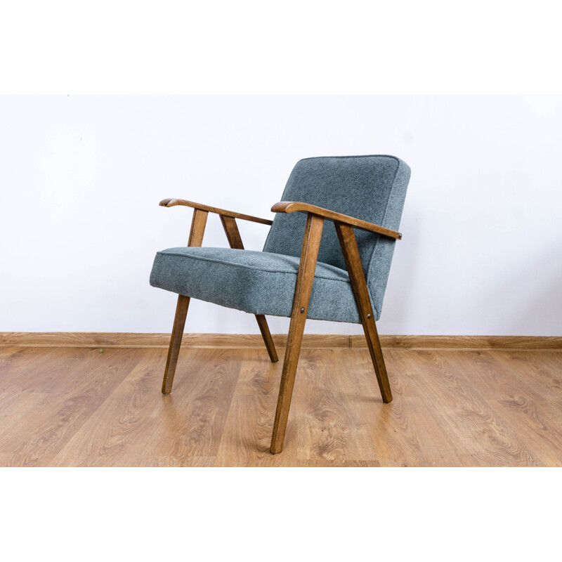 Vintage grey armchair beechwood, 1960s