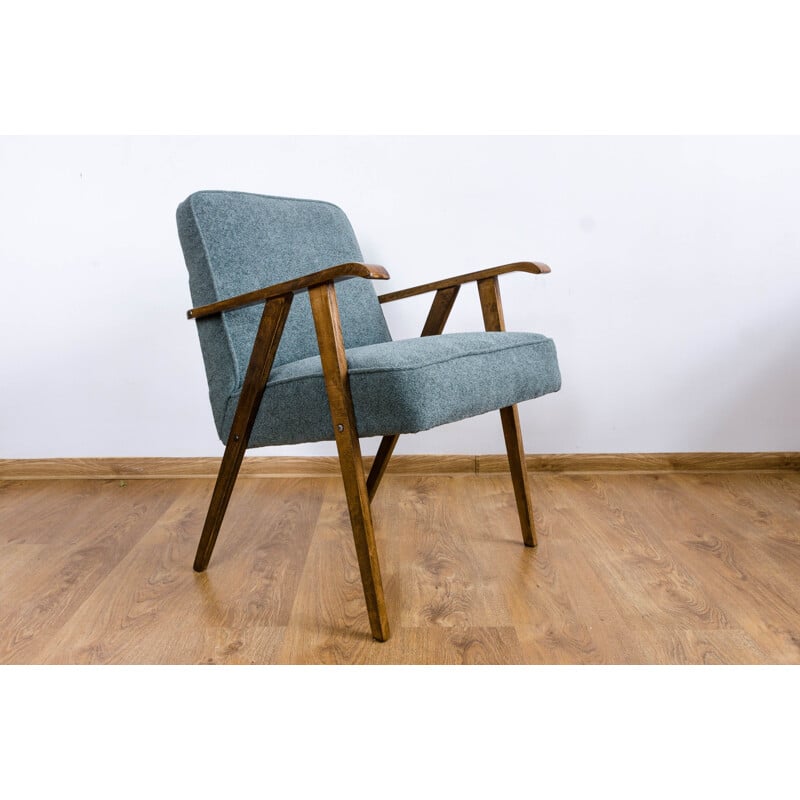 Vintage grey armchair beechwood, 1960s