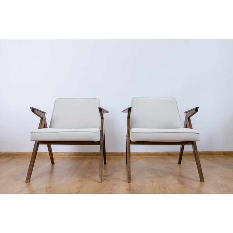 Paire de fauteuils blanc vintage des années 60