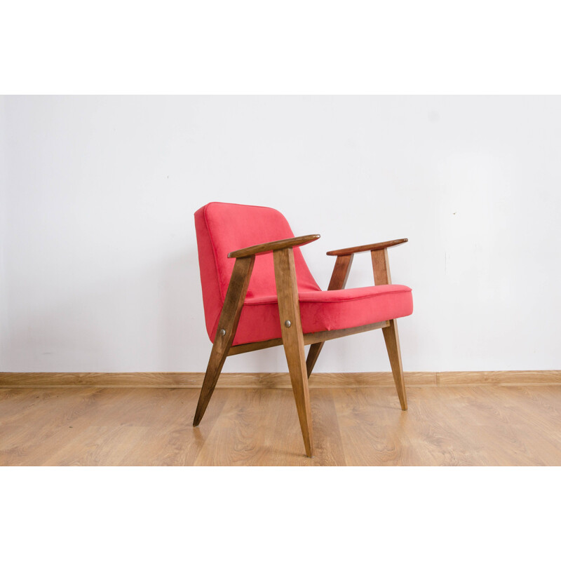 Vintage armchair in beechwood model 366 by Józef Chierowski,1960