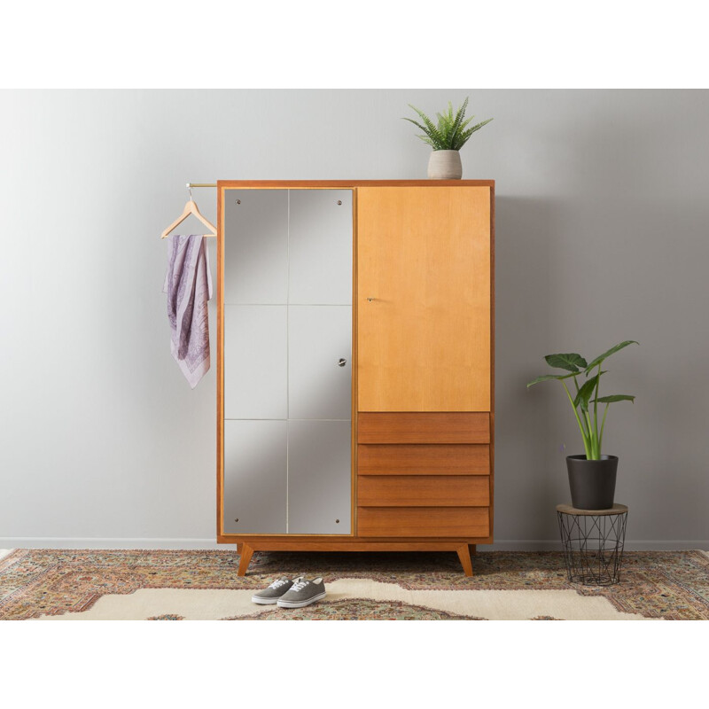 Vintage german wardrobe in teak and ash 1950s