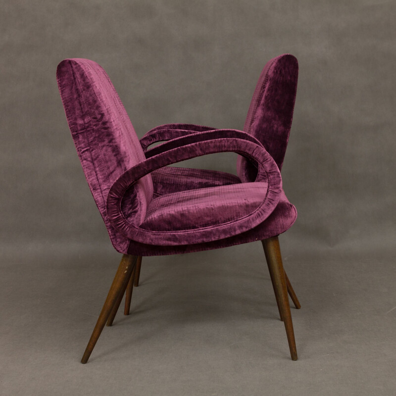 Paire de fauteuils vintage italiens en velours