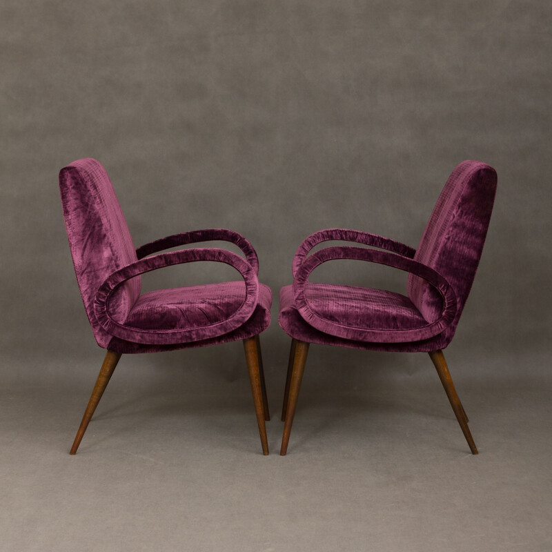 Pair of vintage Italian chairs in velvet