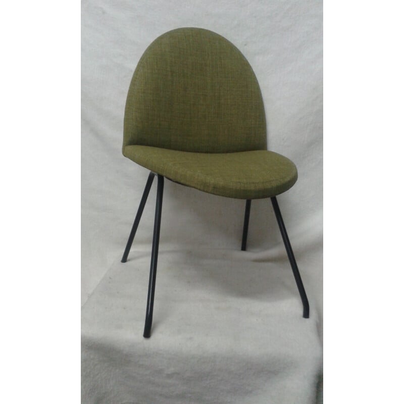 Steiner chair in metal and green fabric, Joseph André MOTTE - 1958