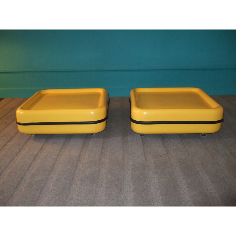 Pair of yellow coffe tables, Marc HELD - 1971