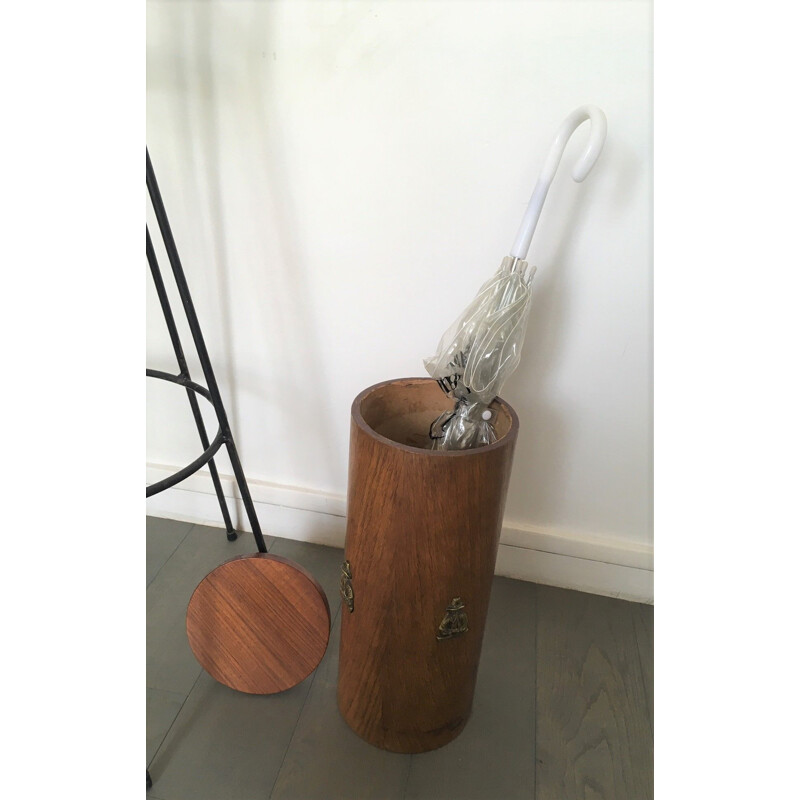 Vintage teak umbrella stand